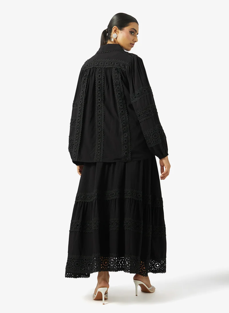 خزانة Lace trim Top & Skirt Set